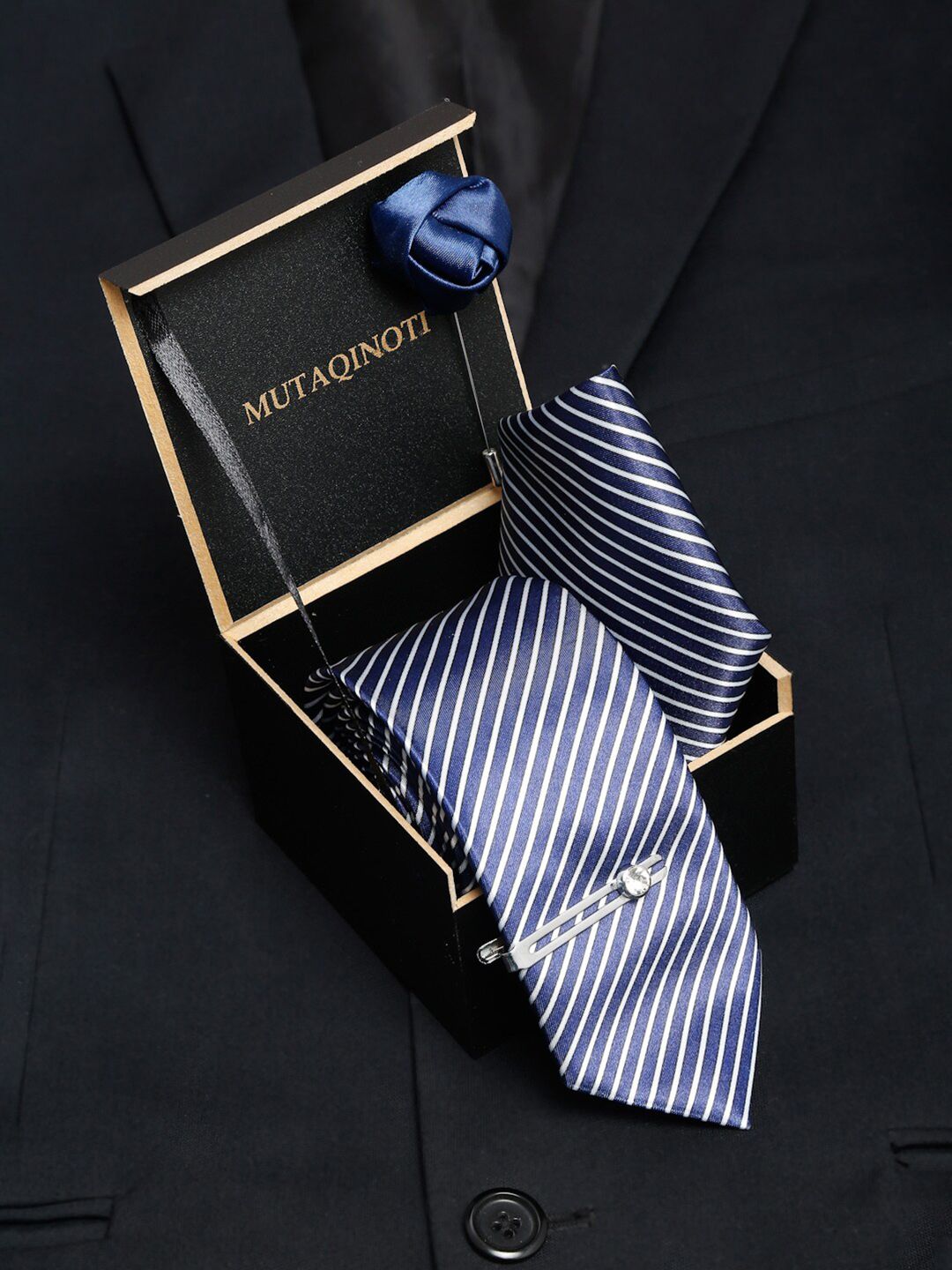 MUTAQINOTI Men Striped Necktie Accessory Gift Set-picture-46