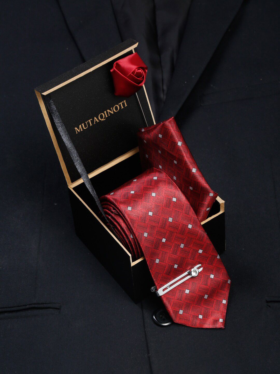MUTAQINOTI Men Silk Necktie Accessory Gift Set-picture-35
