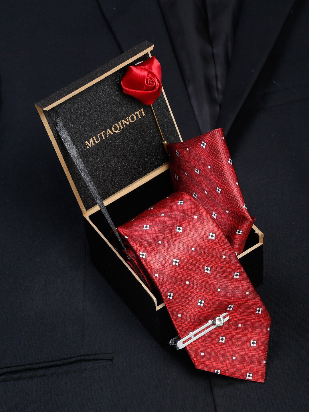 MUTAQINOTI Men Silk Necktie Accessory Gift Set-picture-34