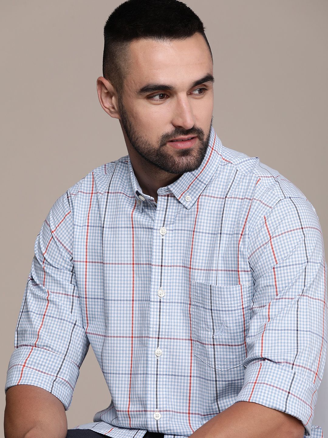 Nautica Classic Fit Checked Casual Shirt