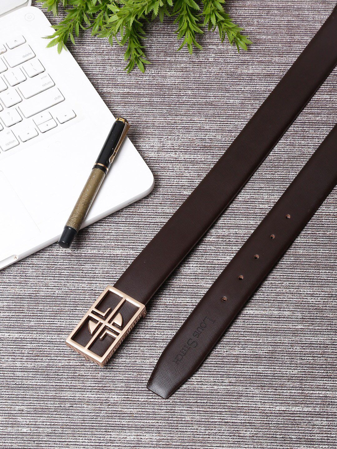 LOUIS STITCH Men Brown Leather Formal Belt-image-39