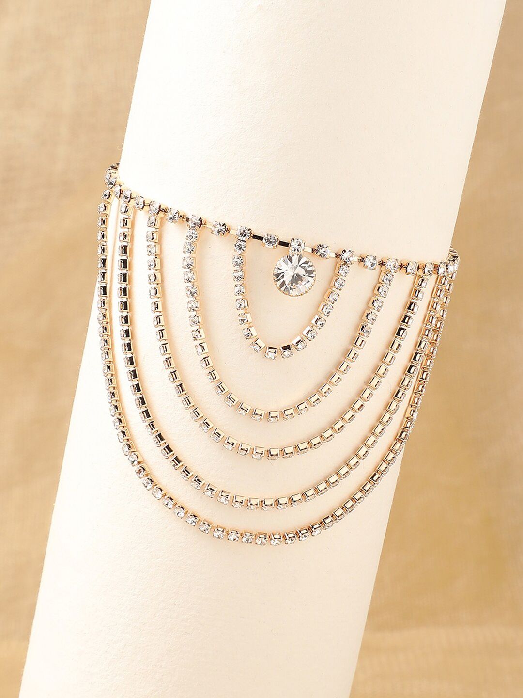 SOHI Women Gold-Toned & White Gold-Plated Armlet Bracelet-picture-16