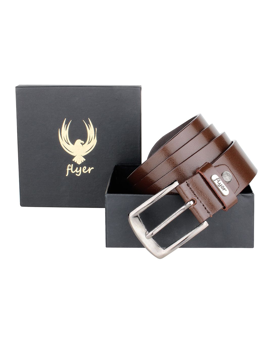 Flyer Men Brown Textured Leather Formal Belt-picture-14