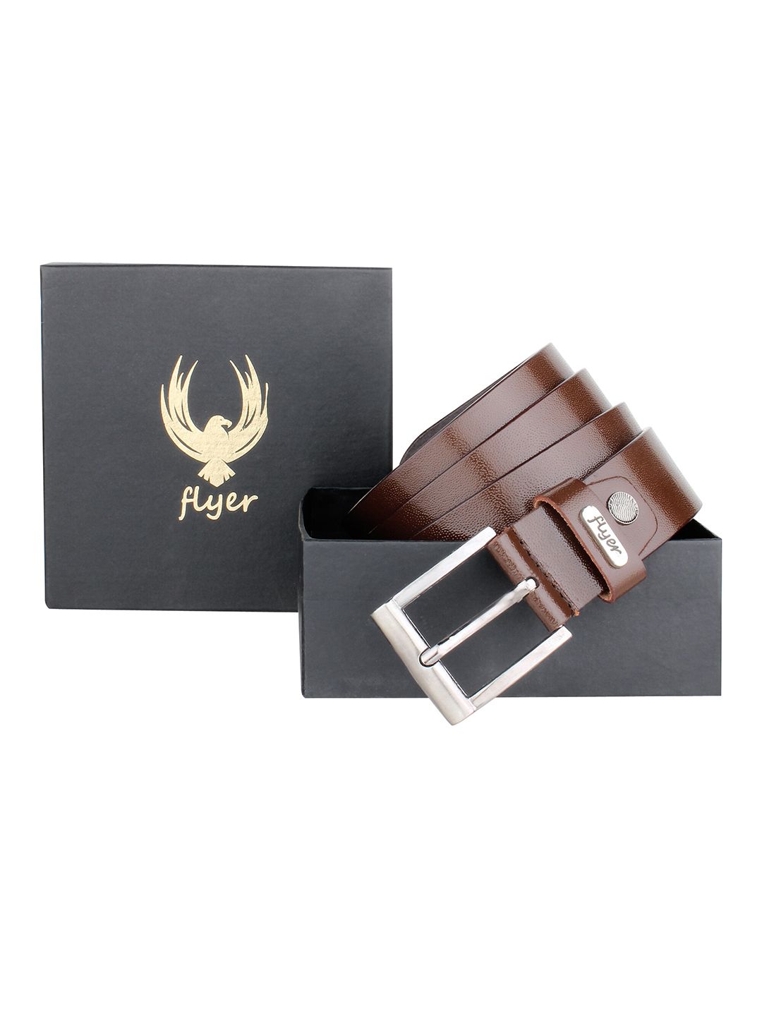 Flyer Men Brown Textured Leather Formal Belt-picture-13