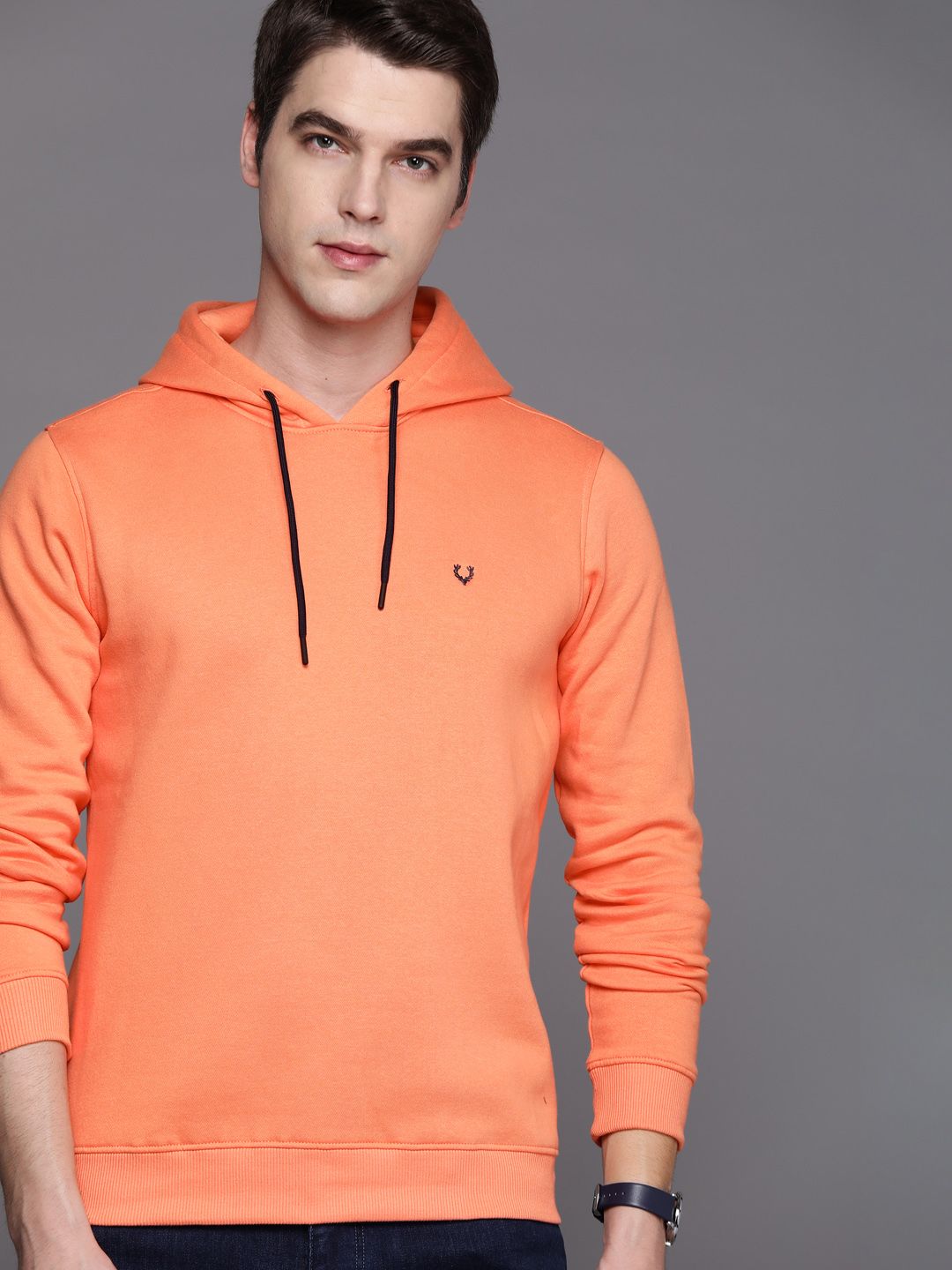 Buy Allen Solly Sport Allen Solly Sport Men Coral Orange Hooded