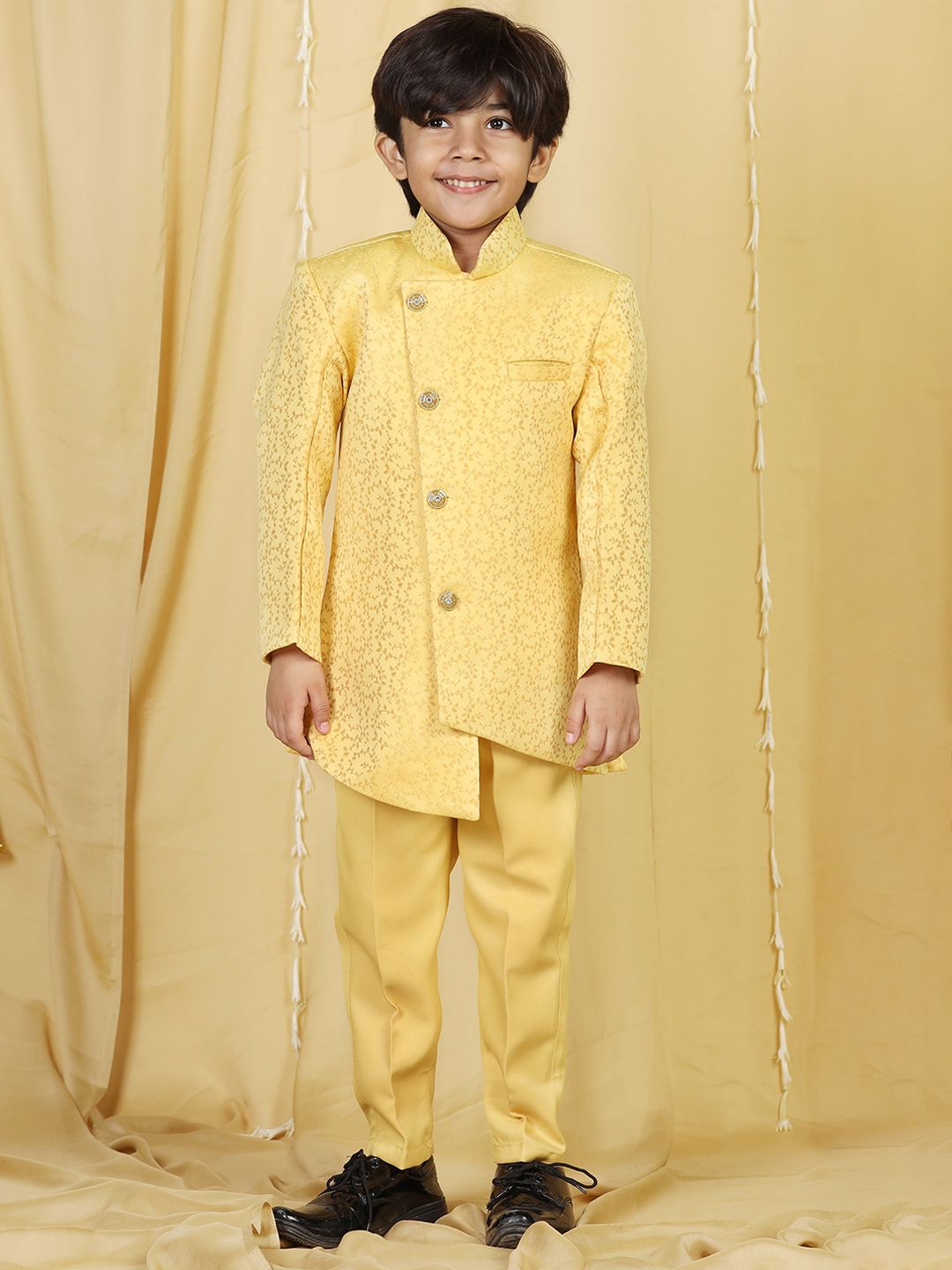 Aj DEZInES Boys Yellow Floral Sherwani With Trouser-picture-39