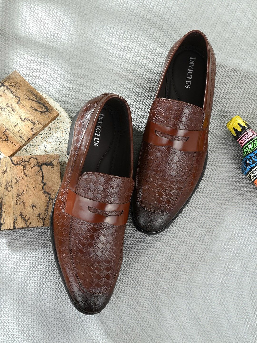 INVICTUS Men Brown Solid Formal Loafers-picture-23