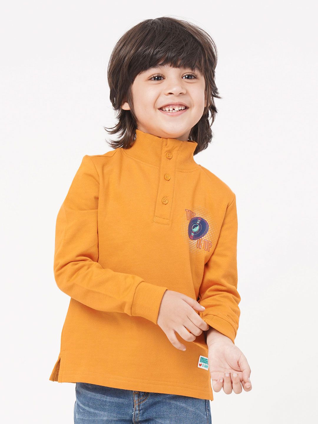 Ed-a-Mamma Boys Mustard Colourblocked Bomber with Patchwork Jacket-picture-19