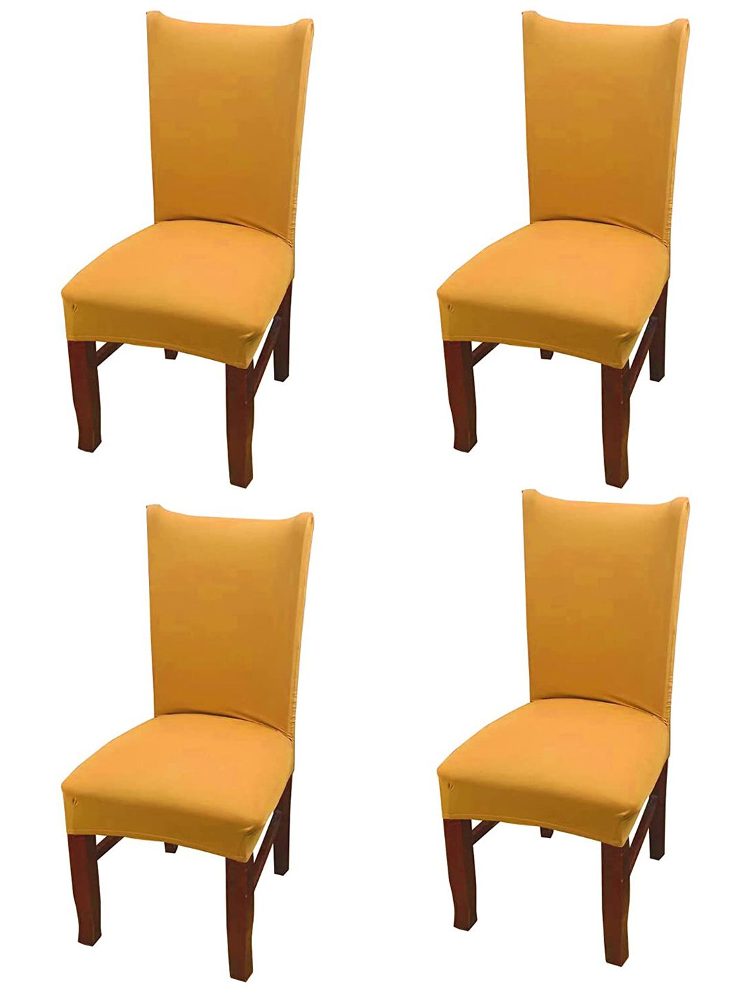 HOUSE OF QUIRK Set Of 4 Beige Solid Chair Cover-picture-31