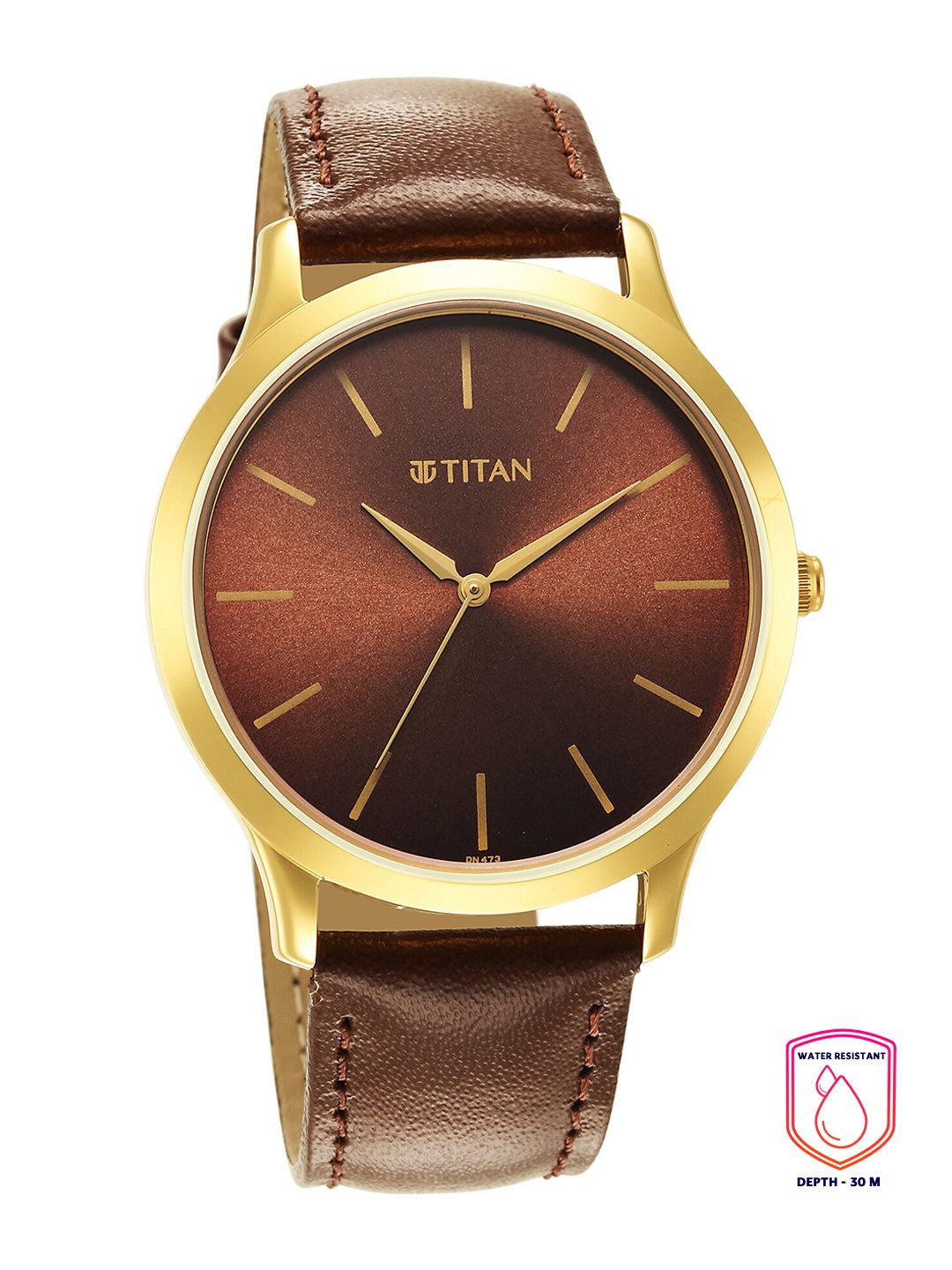Titan Men Brown Brass Dial & Brown Leather Straps Analogue Watch-picture-15