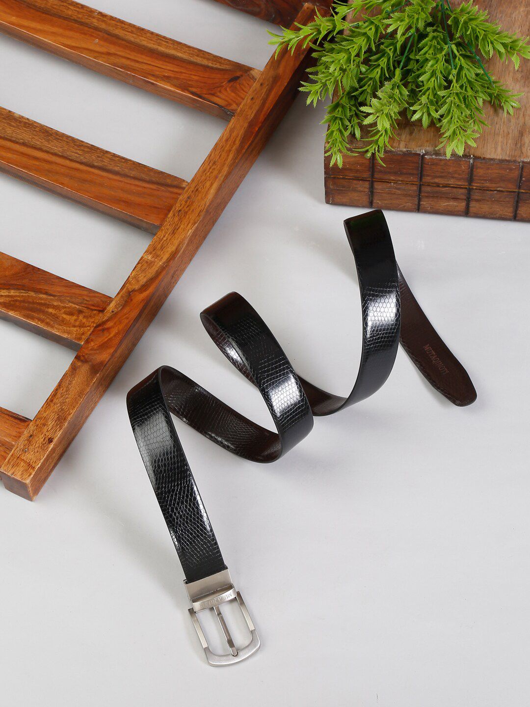 MUTAQINOTI Men Black & Brown Leather Reversible Formal Belt-picture-11