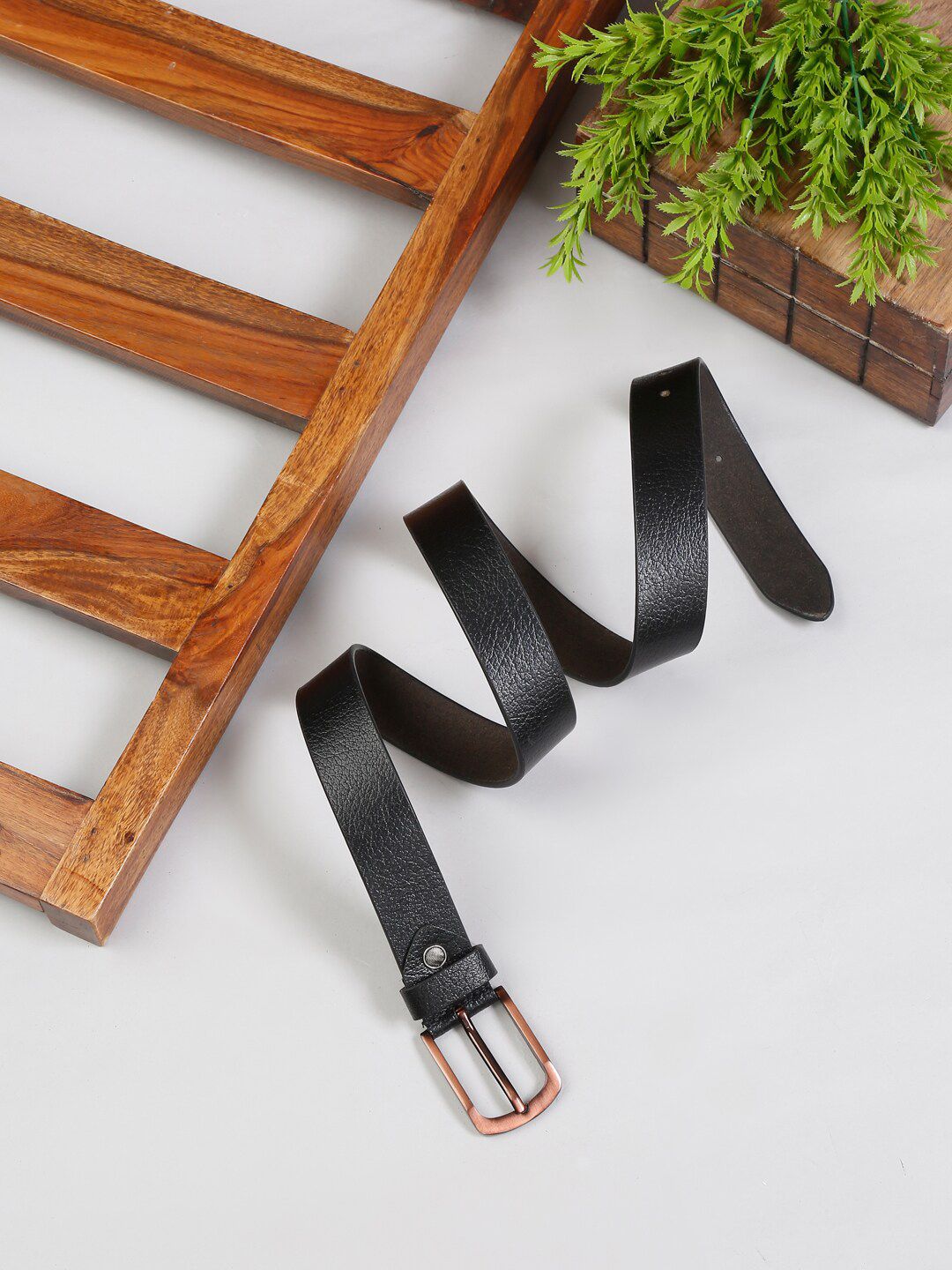 MUTAQINOTI Men Black Textured Leather Formal Belt-picture-37