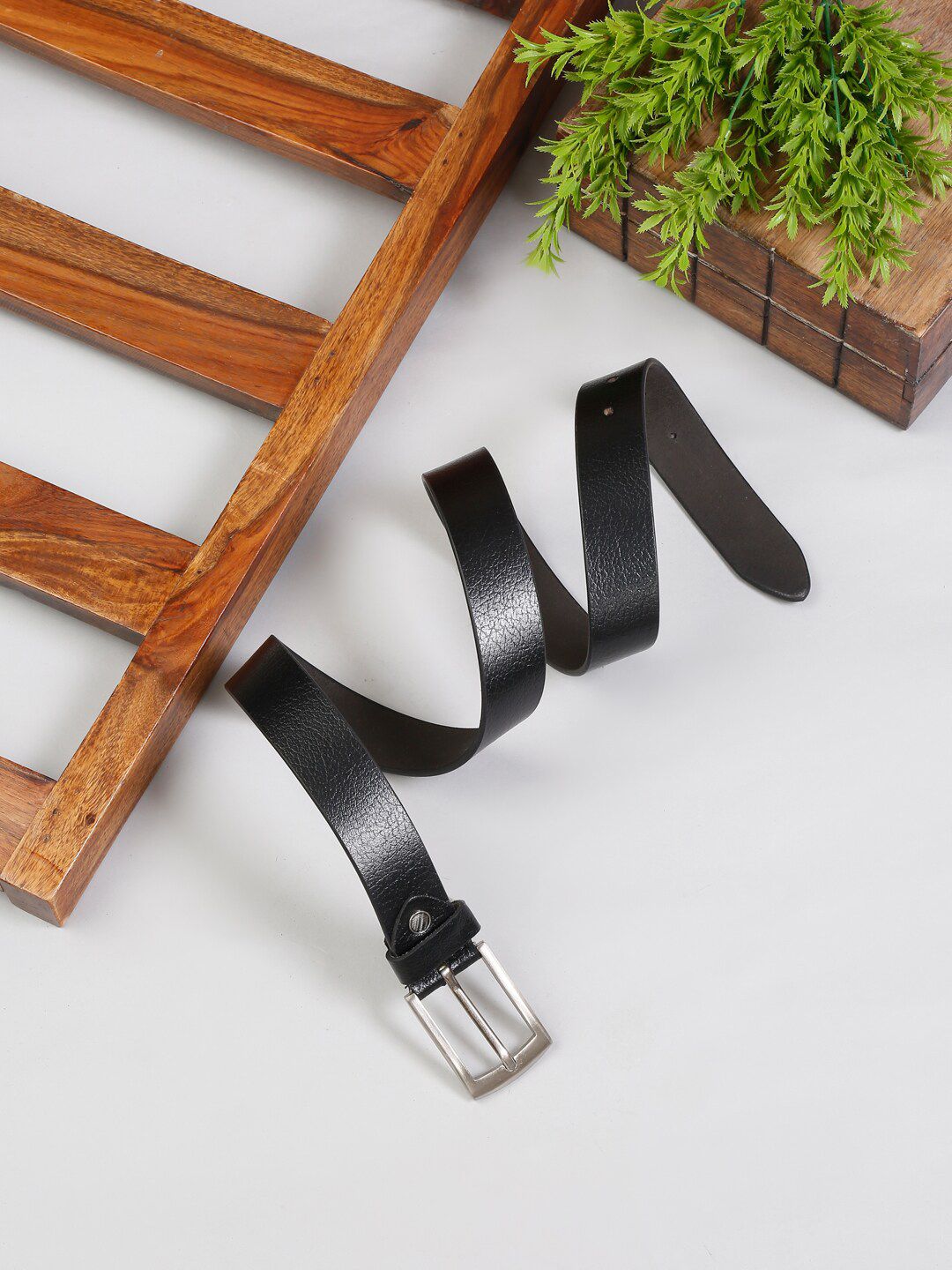 MUTAQINOTI Men Black Textured Leather Formal Belt-picture-27