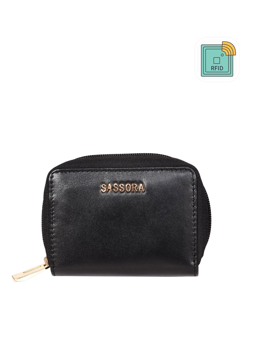 Sassora Unisex Black Leather Card Holder-image-17
