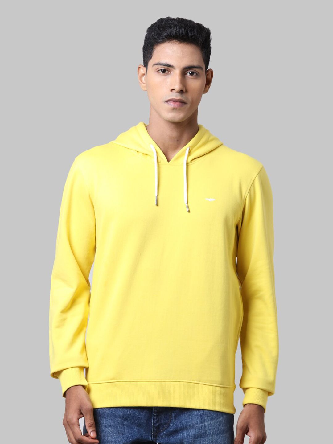 Park Avenue Men Yellow Solid Cotton Hooded Sweatshirt-picture-19