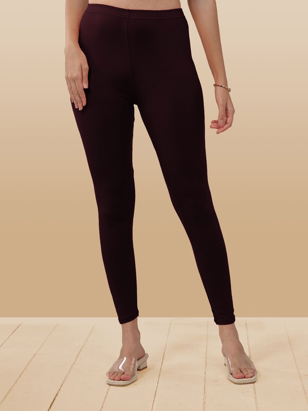 LYRA Women Maroon Solid Ankle Length Leggings-picture-20