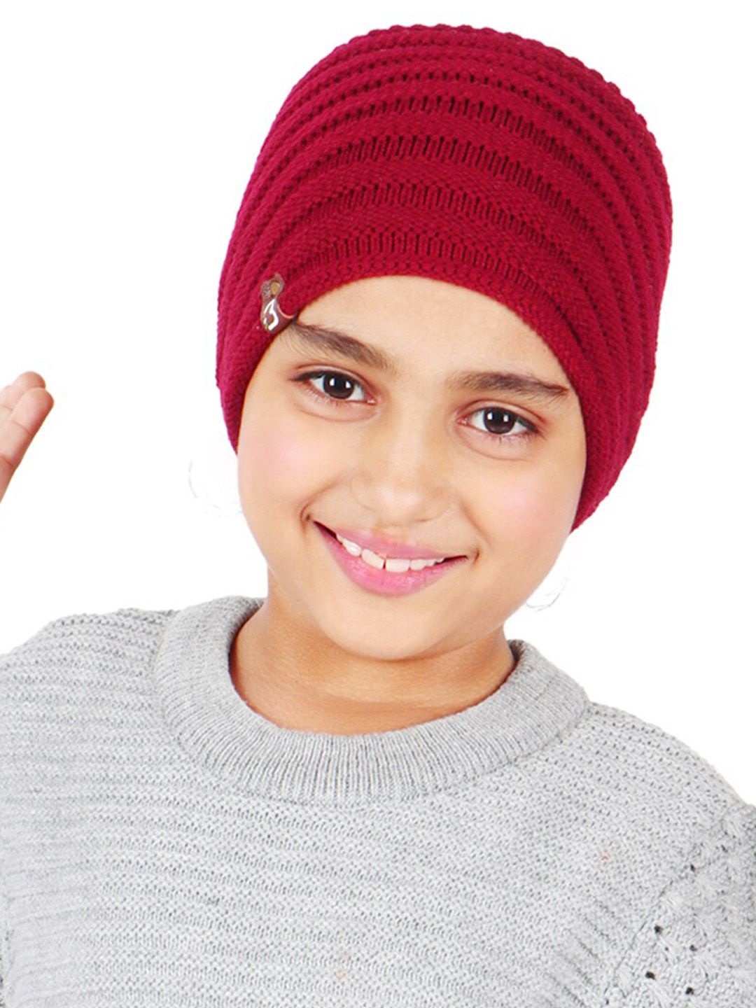 Bharatasya Girls Maroon Self Design Beanie-picture-39