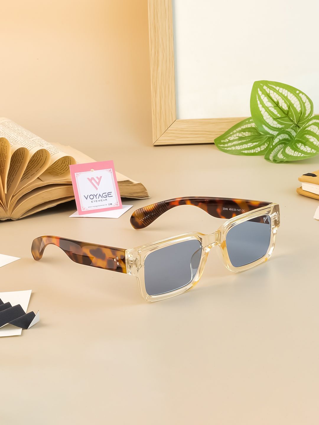 Voyage Unisex Blue Lens & Yellow Rectangle Sunglasses with UV Protected Lens - 2346MG3884-image-16