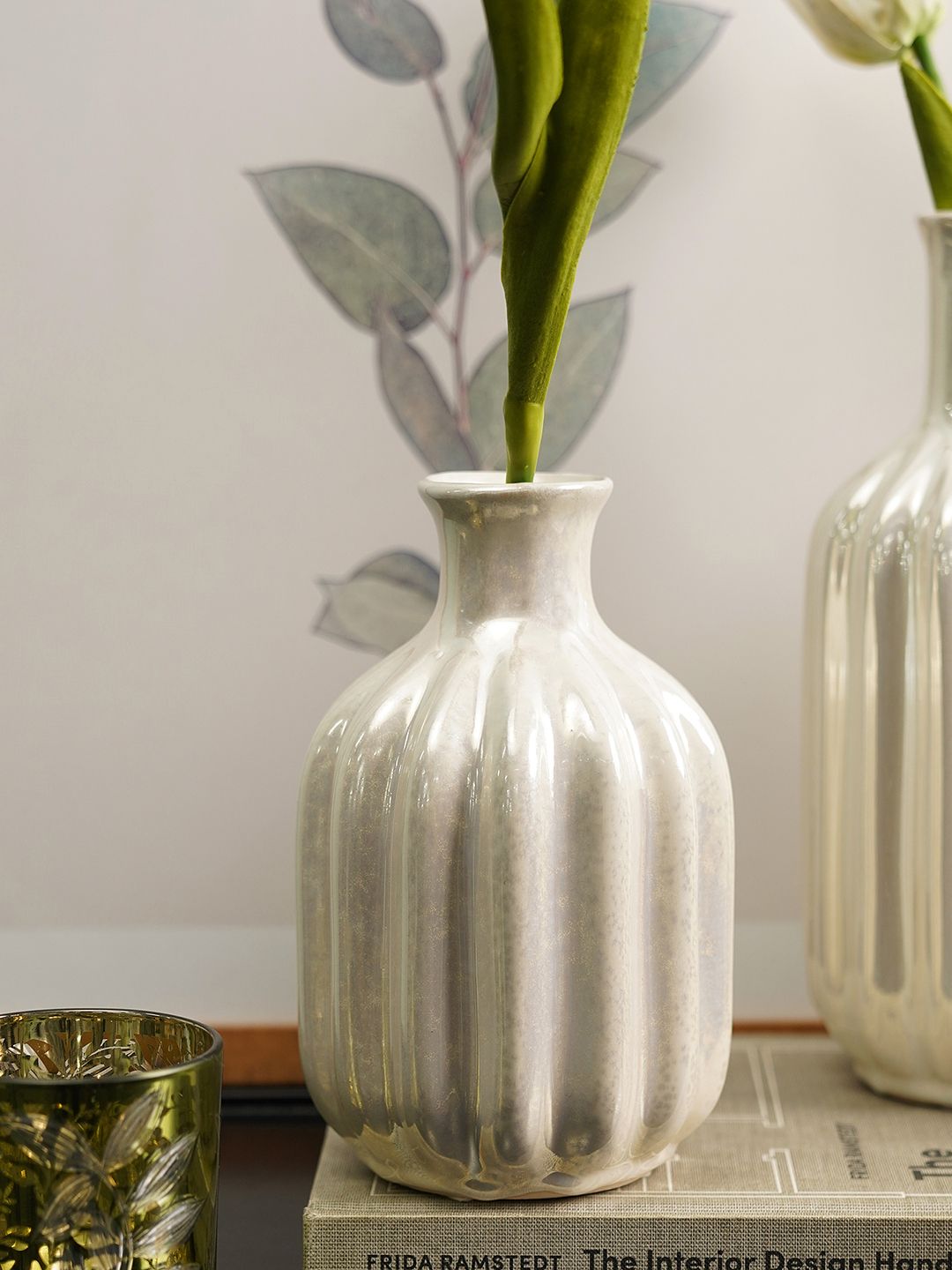 Pure Home and Living Off White Textured Ceramic Vase-picture-48
