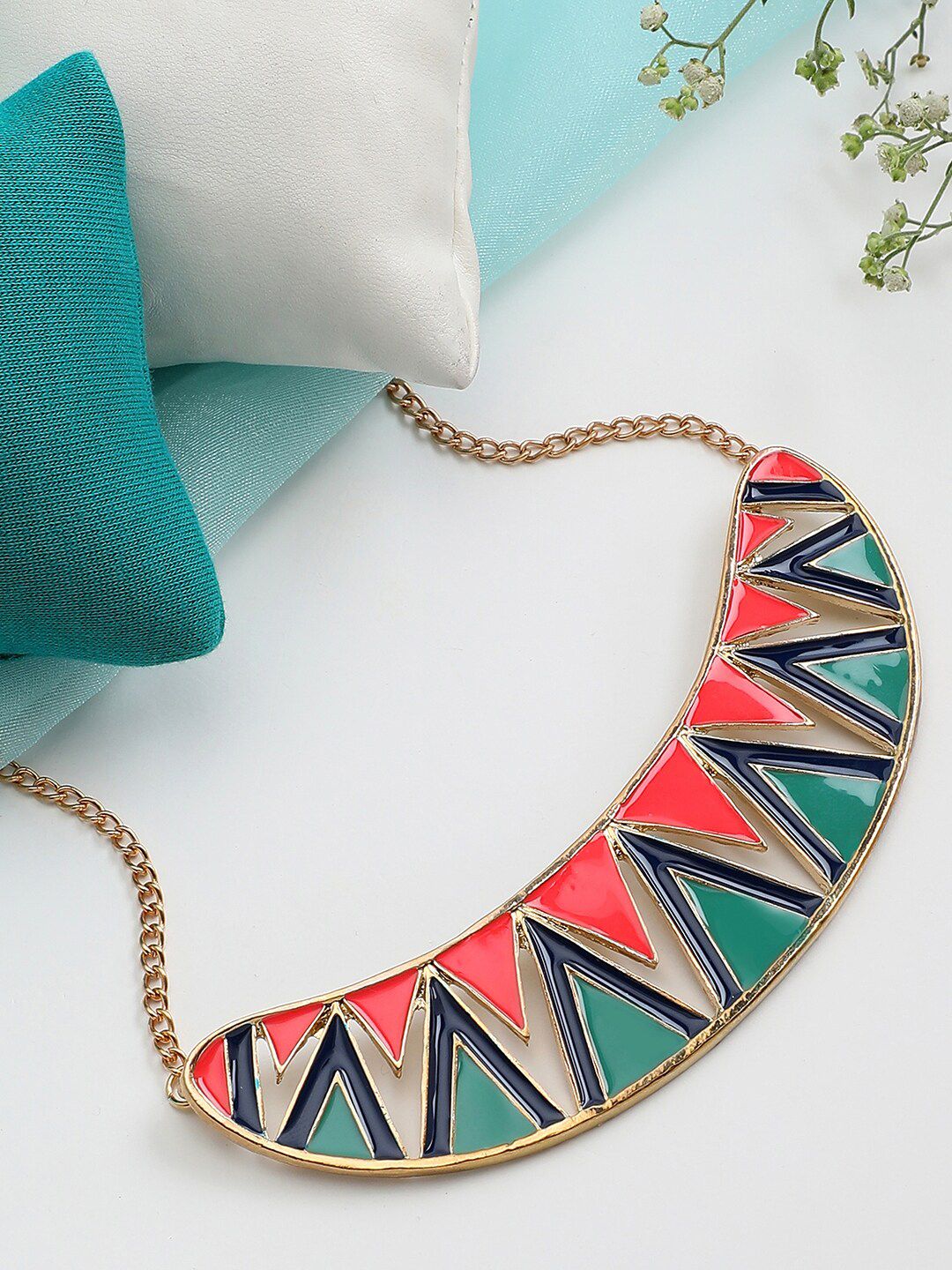 SOHI Women Gold-Toned & Blue Gold-Plated Necklace-picture-33