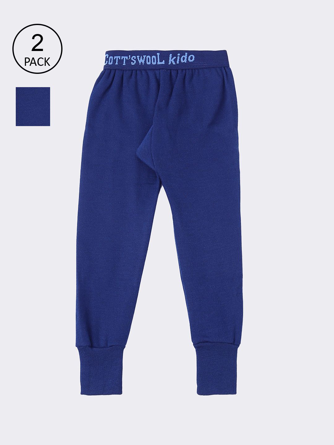 Lux Cottswool Boys Pack Of 2 Blue Solid Thermal Bottoms-picture-53