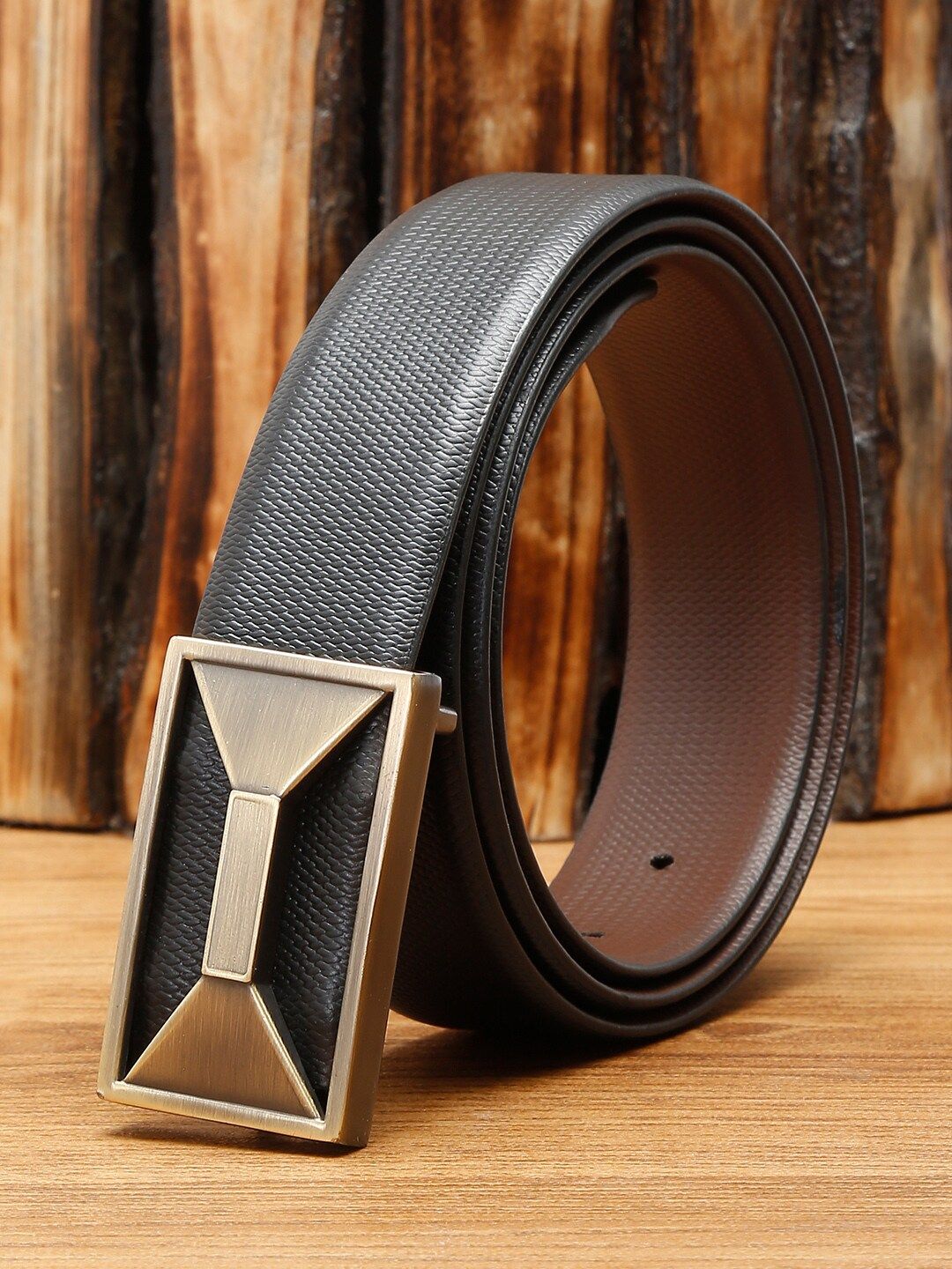 Teakwood Leathers Men Black Textured Leather Formal Belt-picture-29