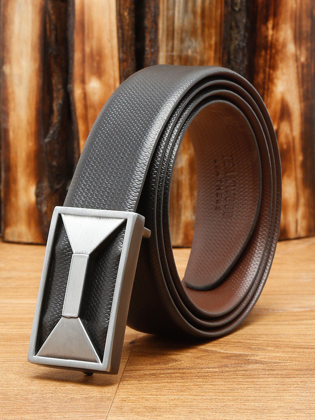 Teakwood Leathers Men Black Textured Leather Belt-picture-57