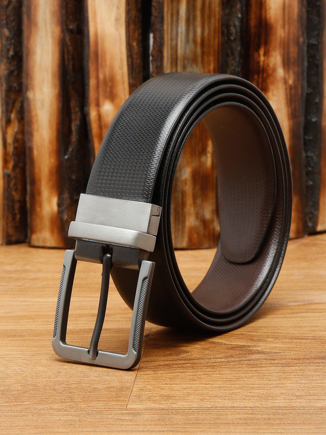 Teakwood Leathers Men Black Textured Leather Formal Belt-picture-28