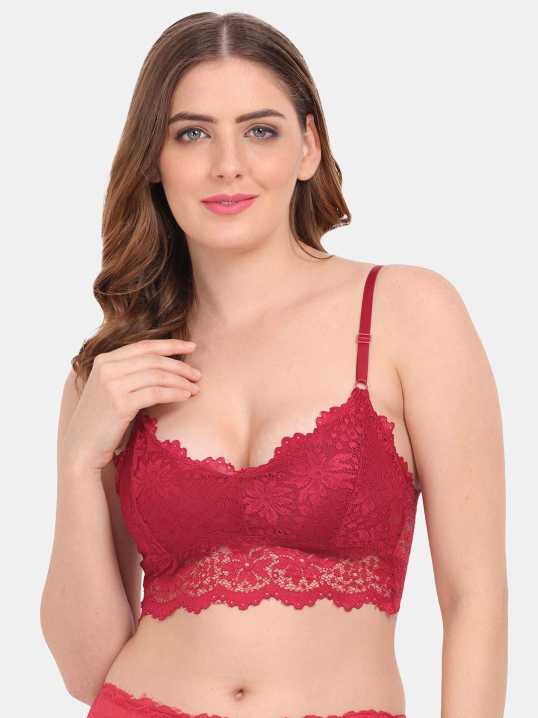 Amour Secret Maroon Floral Bralette Bra