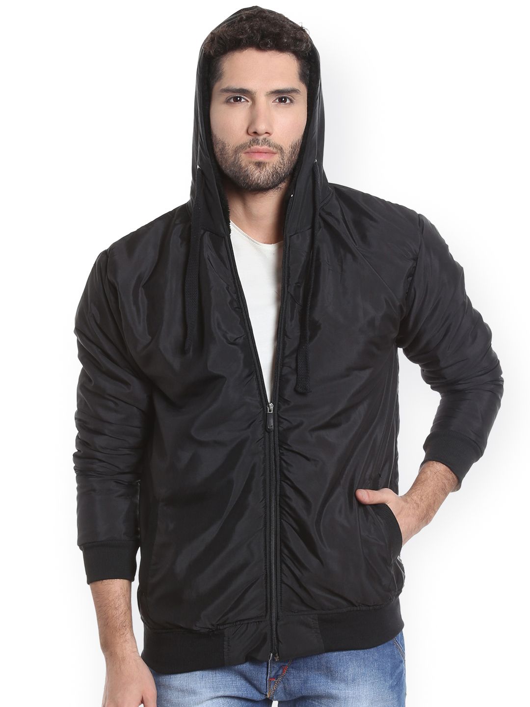 Campus sutra black bomber cheap jacket