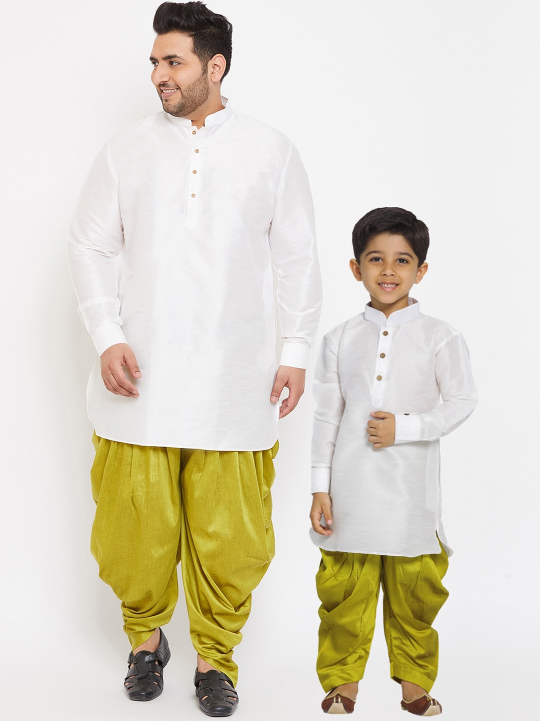 VASTRAMAY Boys White Kurta with Dhoti Pants