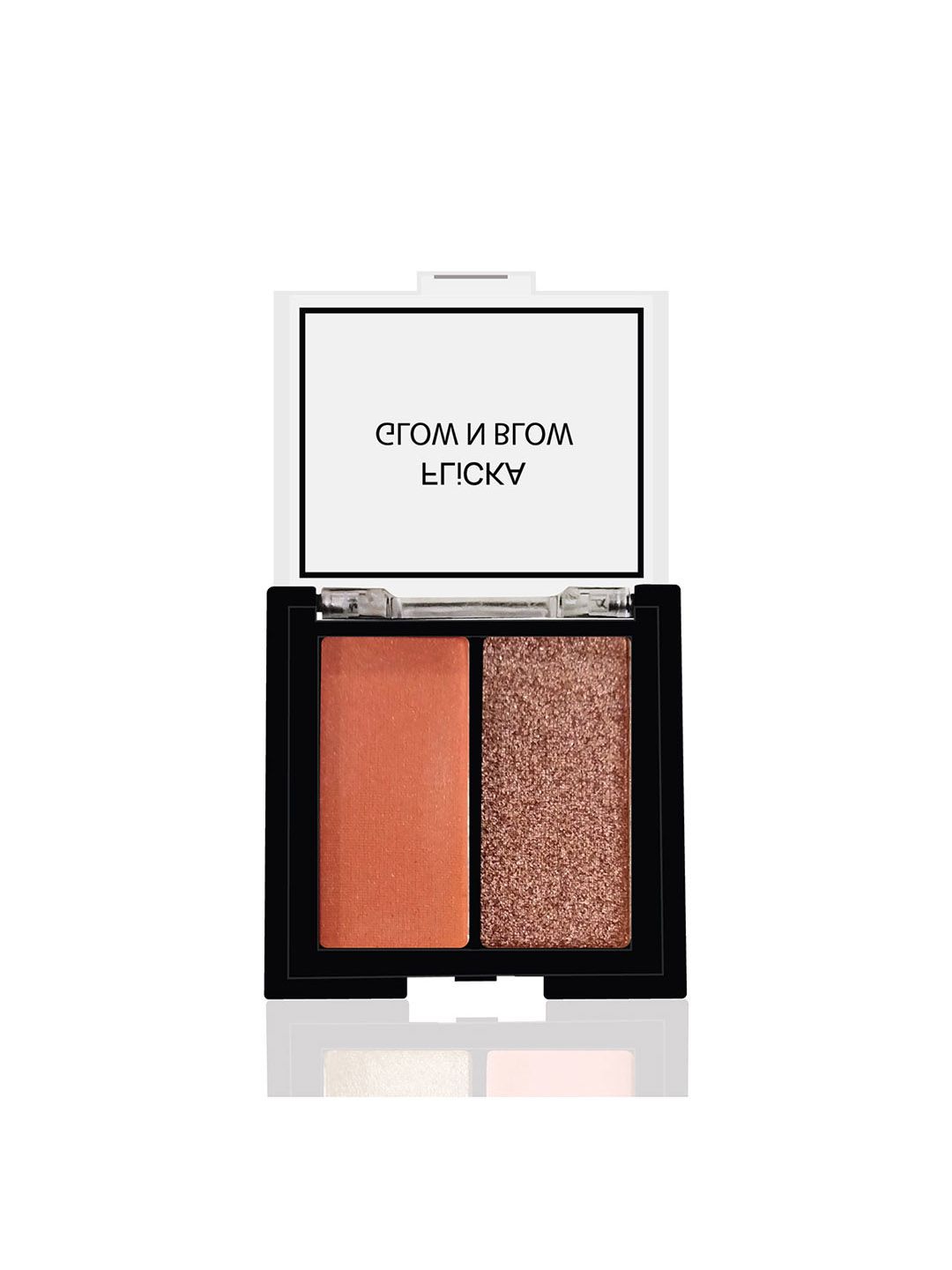 FLiCKA Glow N Blow Blusher Highlighter Orange Peach Rose Gold Contour Palette - Shade 03 Ambitious-picture-39