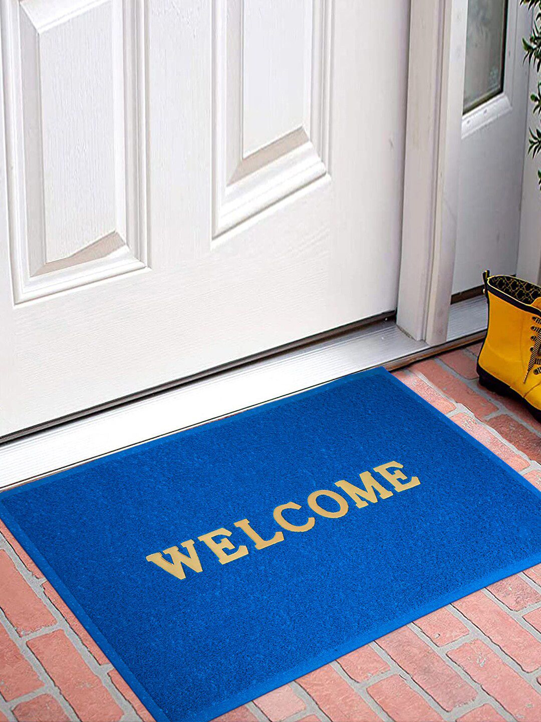 Kuber Industries Set Of 2 Blue Welcome Printed Rubber Anti Skid Door Mats-image-21
