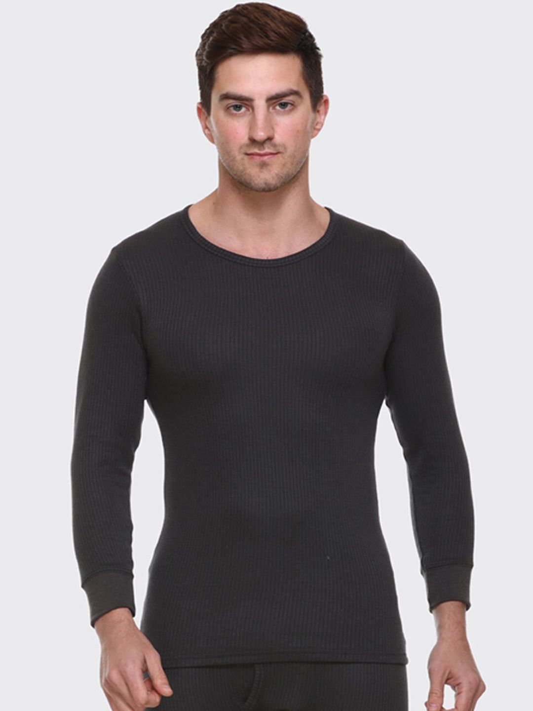 Aerowarm Men Charcoal Black Ribbed Full Sleeve Thermal Top-picture-25