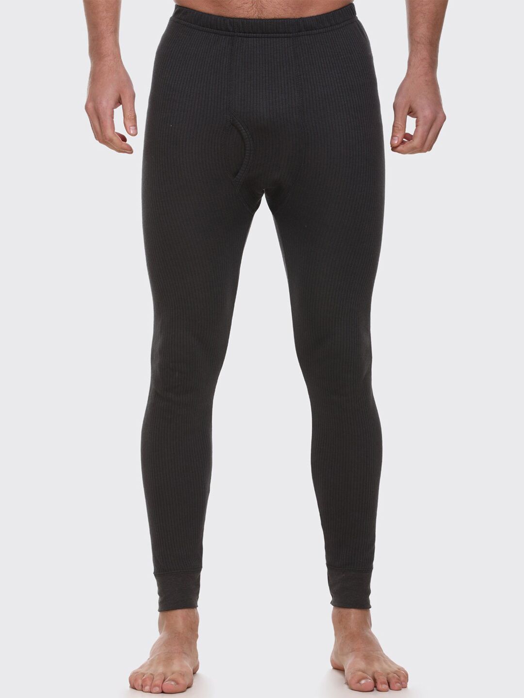 Aerowarm Men Charcoal Black Solid Thermal Bottom-image-27