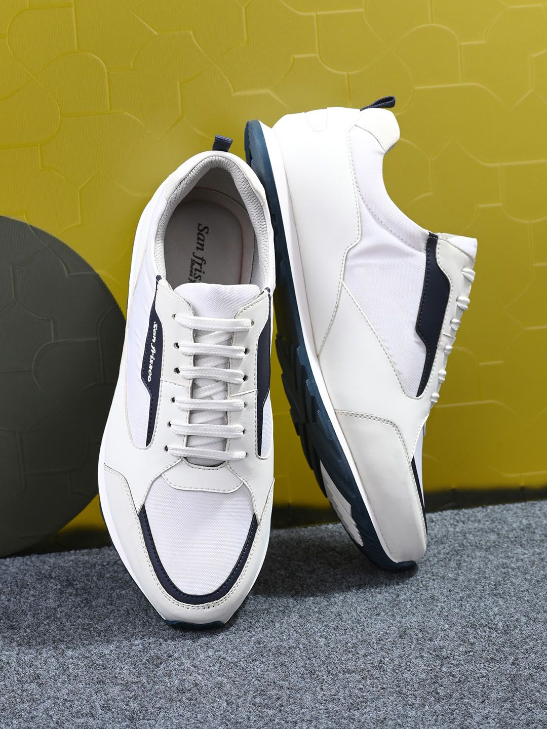 San Frissco Men White Colourblocked Lightweight Sneakers-image-23