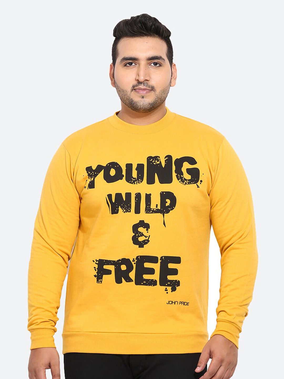 John Pride Plus Men Yellow Printed Sweatshirt-picture-31