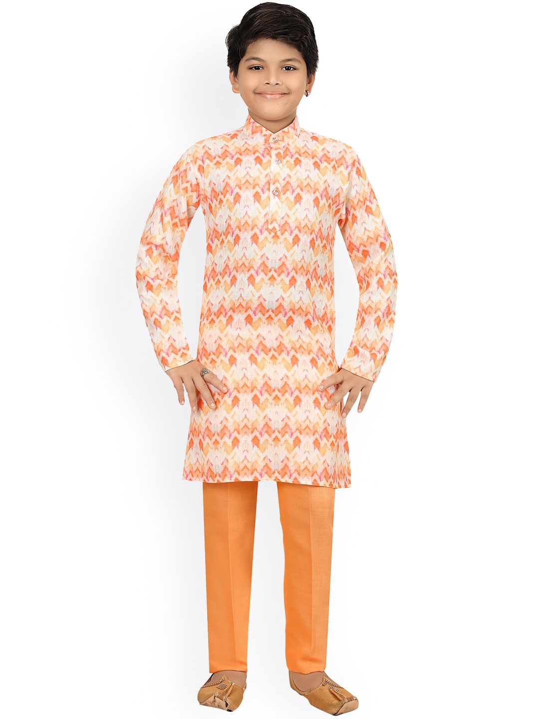ahhaaaa Boys Orange Kurta with Pyjamas-picture-50