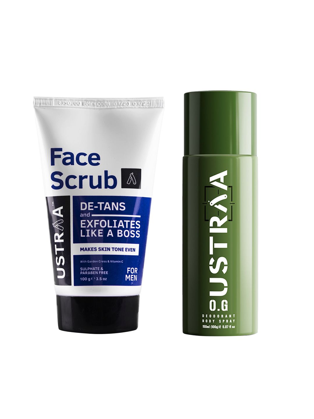 Ustraa Men Set of O.G. Deodorant Body Spray 150 ml + De-tan Face Scrub 100 g-image-48