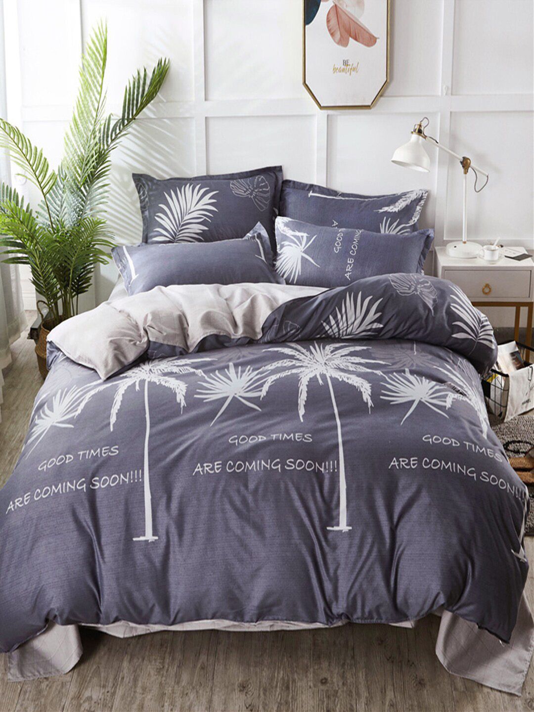 JC HOME Grey Printed Double King Bedding Set-picture-32