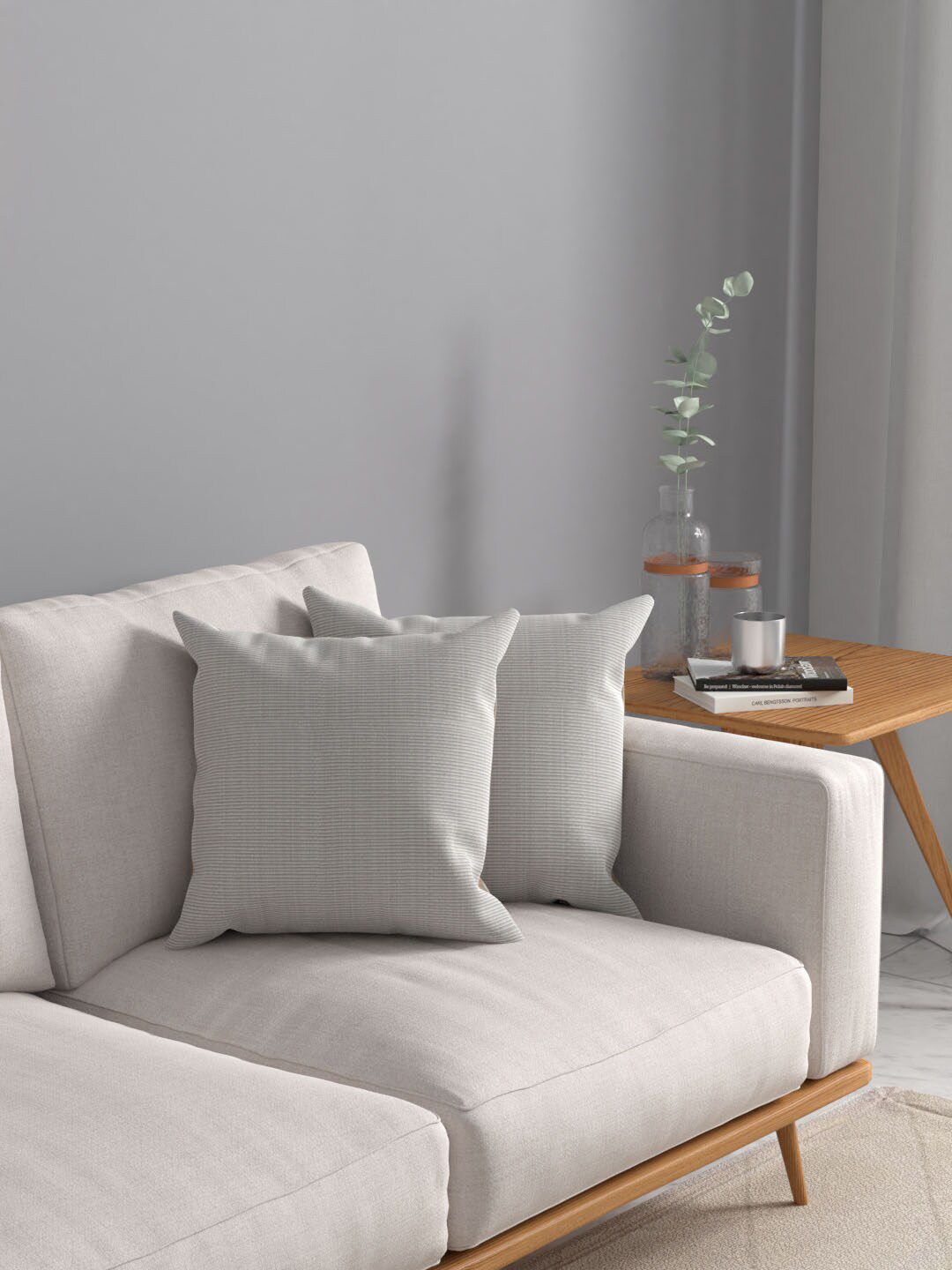 ROSARA HOME Cream-Coloured Set of 2 Square Cushion Covers-image-11
