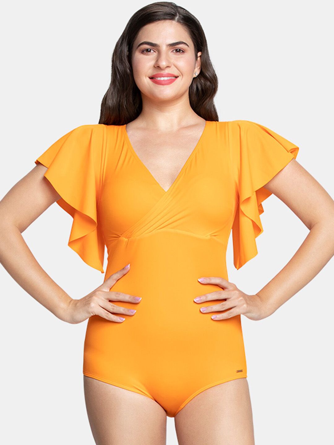 Amante Women Orange Solid Swimsuit-picture-12