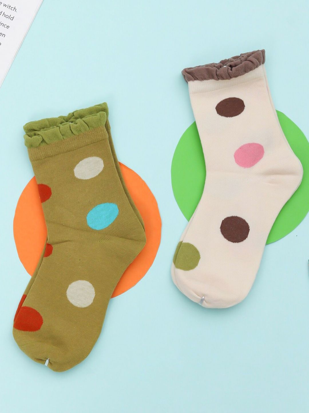 Yellow Bee Girls Pack Of 2 Printed Cotton Ankle-Length Socks-picture-33