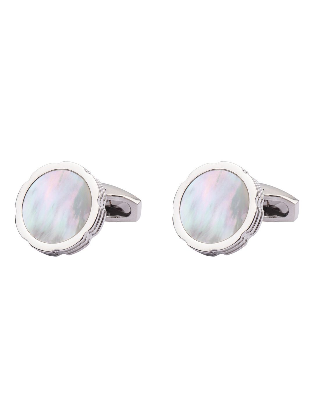 The Tie Hub Silver-Toned & White Cufflink-picture-35