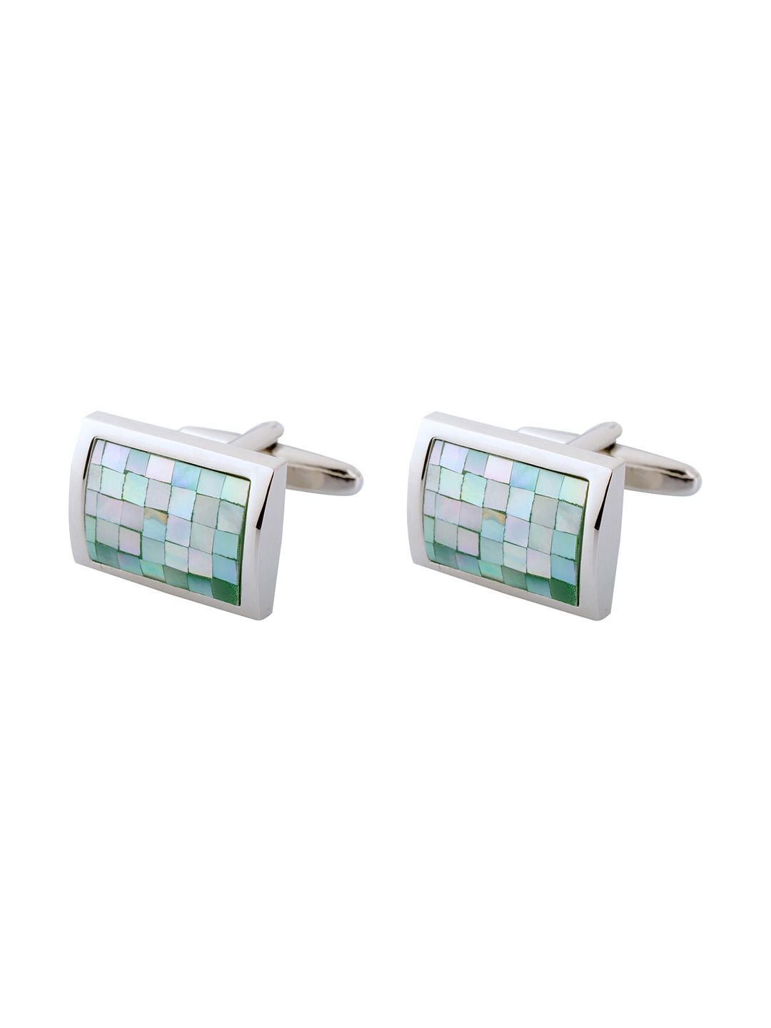 The Tie Hub Men Blue Green MOP Rectangular Cufflinks-picture-27