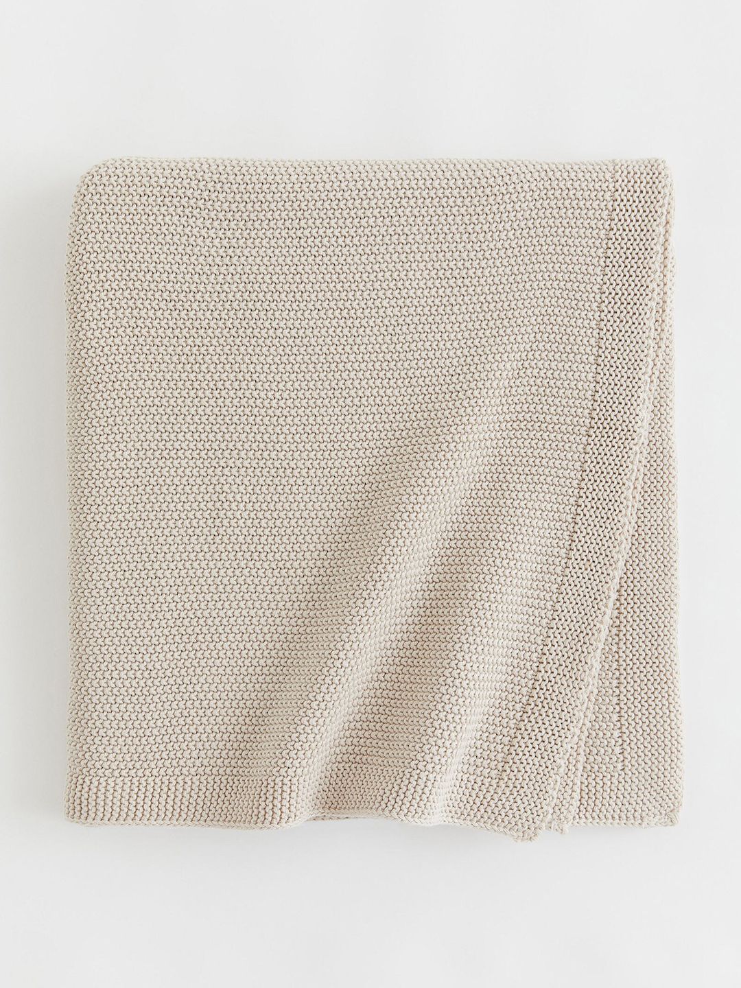 H&M Beige Moss-Stitched Cotton Blanket-picture-23