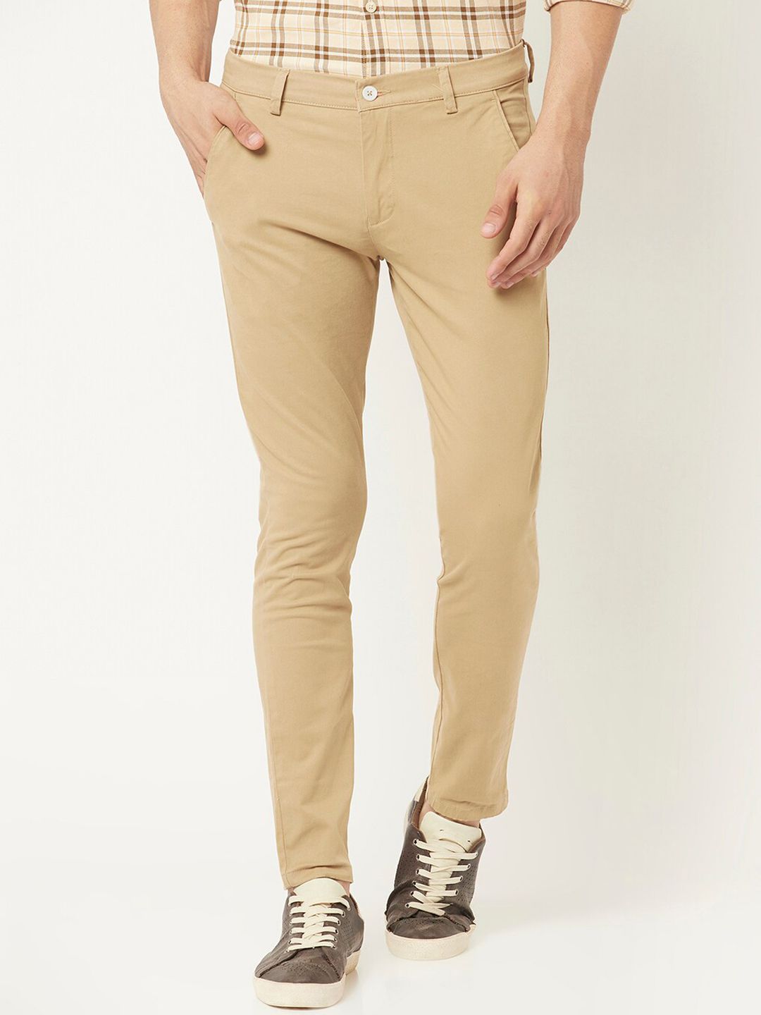 Buy Crimsoune Club Green Slim Fit Flat Front Trousers for Mens Online   Tata CLiQ