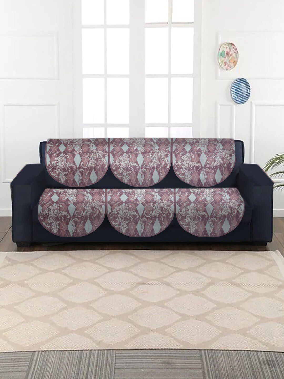 MULTITEX Brown 5-Seater Printed Sofa Covers-image-44