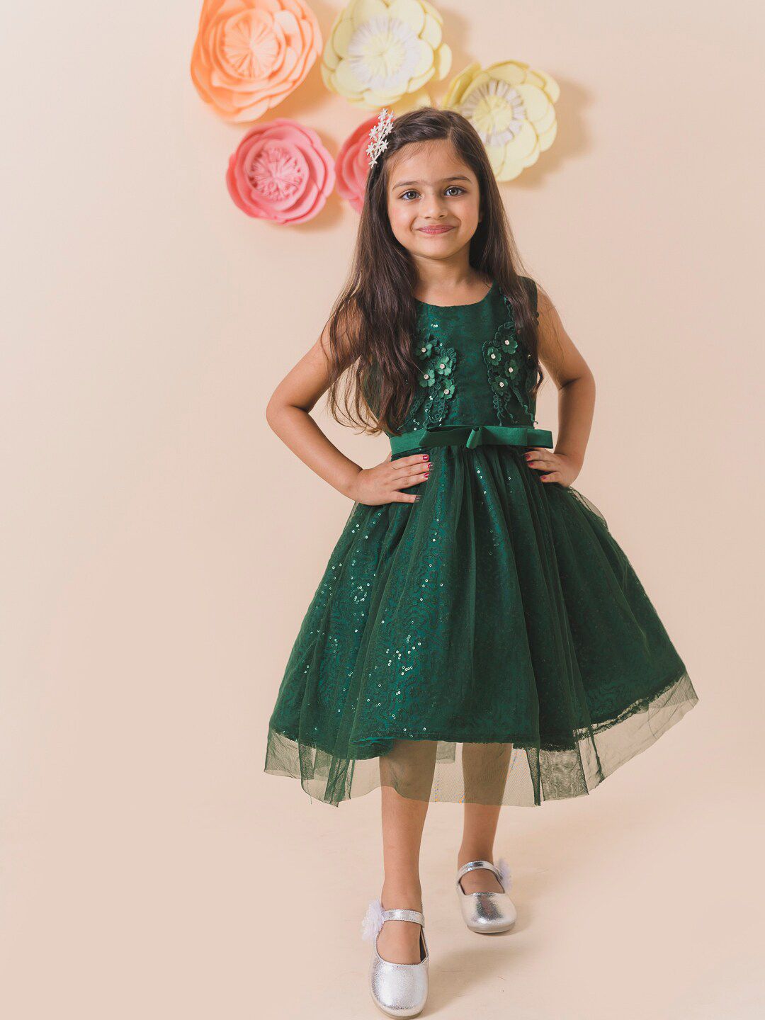 pspeaches Green Embellished Net Midi Dress-picture-10