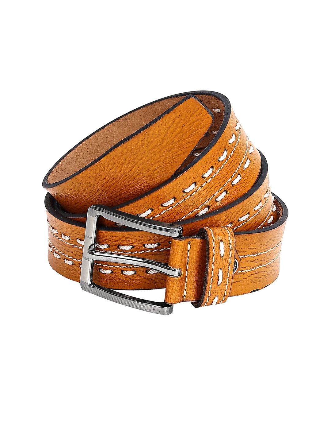 Leather World Men Tan Textured Leather Belt-picture-12